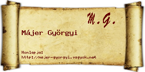 Májer Györgyi névjegykártya